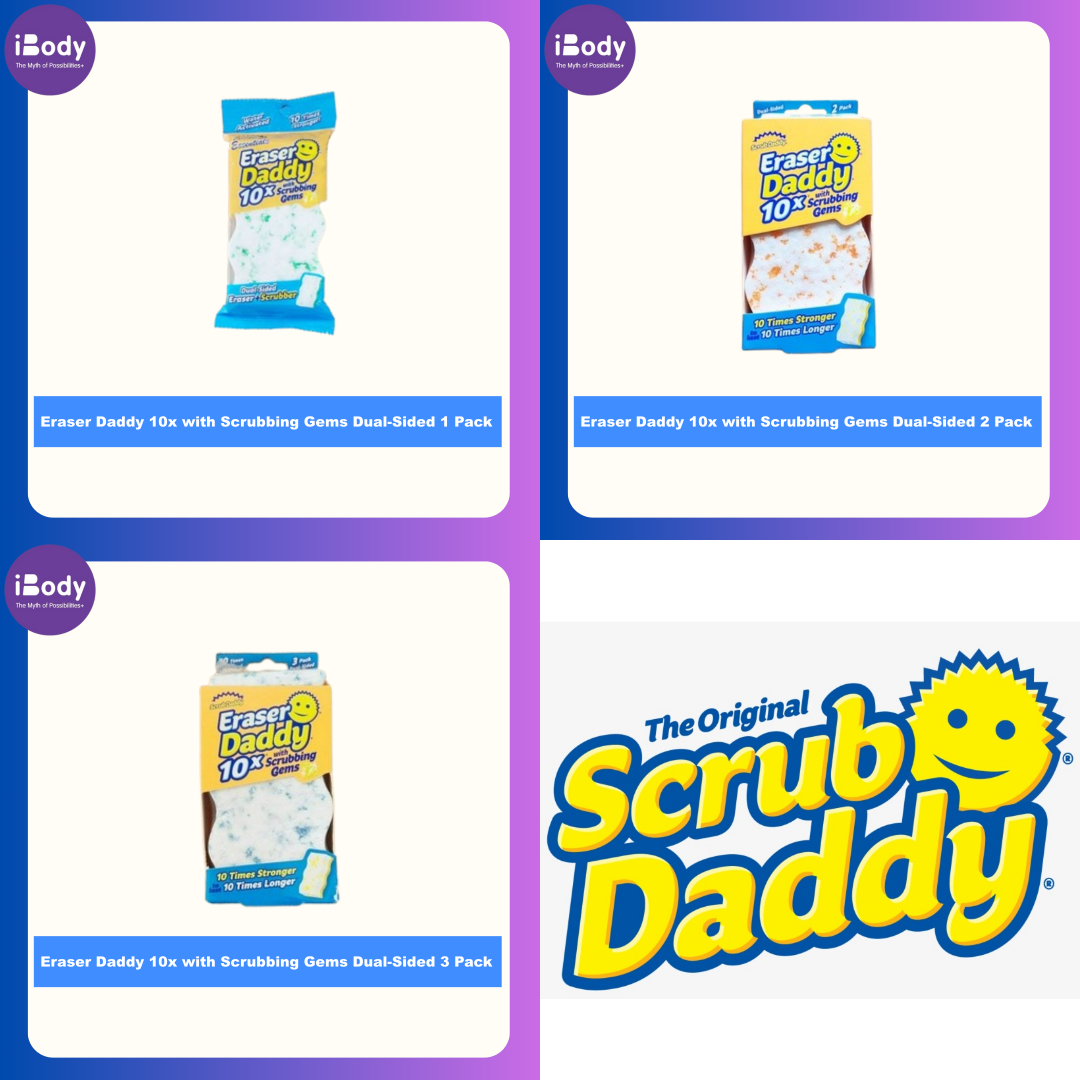 Scrub Daddy® Eraser Daddy 10x with Scrubbing Gems Dual-Sided ฟองน้ำอเนกประสงค์ แบบ 2 ด้าน ที่ขัด + ฟองน้ำ