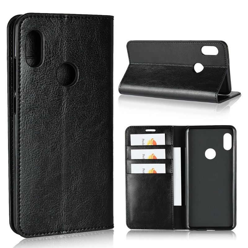 Case Xiaomi Redmi Note 5 #เคสฝาพับหนังแท้แบบกระเป๋าสตางค์คุณภาพดี Crazy Horse Genuine Leather Cover