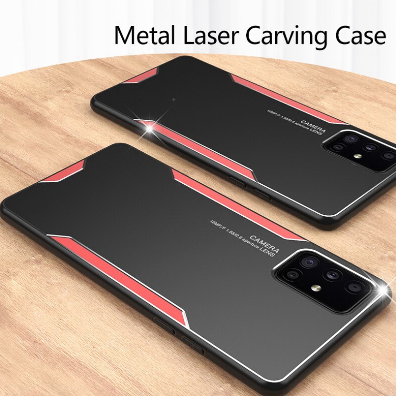 เคส Samsung Galaxy A71 #เคสฝาหลังไฮบริด Metal +TPU Shockproof metal back plate Phone Back Cover