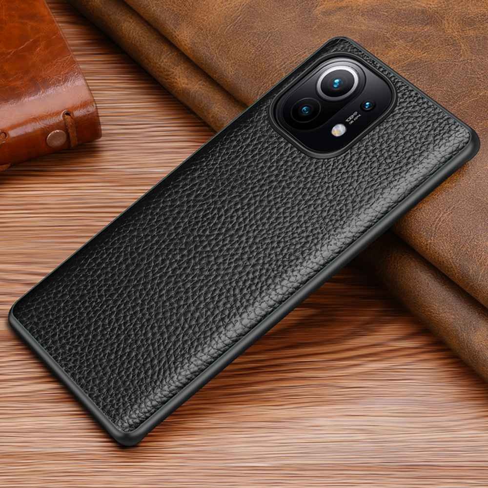 เคส Xiaomi Mi 11 #เคสฝาหลังหนังแท้ผิวลิ้นจี่ Luxury Well-Protected Litchi Texture Genuine Leather Coated TPU Protector