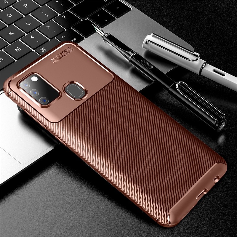 เคส Samsung Galaxy M21 #เคสฝาหลังนิ่ม Carbon Fiber Drop Resistant TPU