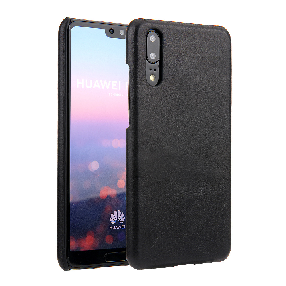 Case Huawei P20 Pro #เคสฝาหลังหุ้มหนังแท้ Retro Genuine Leather Coated Hard PC Case