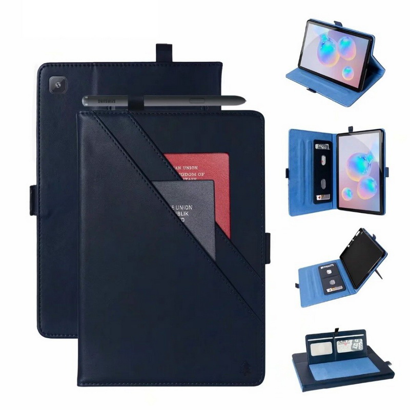 เคส Samsung Galaxy Tab S6 Lite 10.4 SM-P610 P615 P617 #เคสฝาพับหนัง PU ช่องเสียบการ์ดภายนอกและภายใน Flip Card Slots Stand Leather