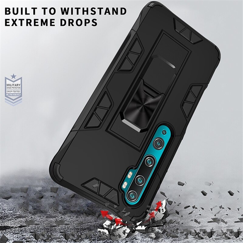 Case Xiaomi Mi Note 10 Pro #เคสฝาหลังเกราะป้องกัน ไฮบริด มีขาตั้ง Built-in Kickstand Hard PC Phone Stand Back Case Armor