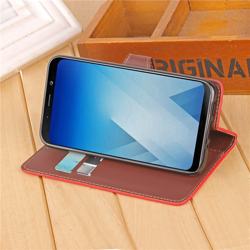 เคส Samsung Galaxy A8 + (2018) #เคสฝาพับแบบกระเป๋าสตางค์ปิดแม่เหล็ก Leaf Shape Magnetic Flap Leather Wallet Case