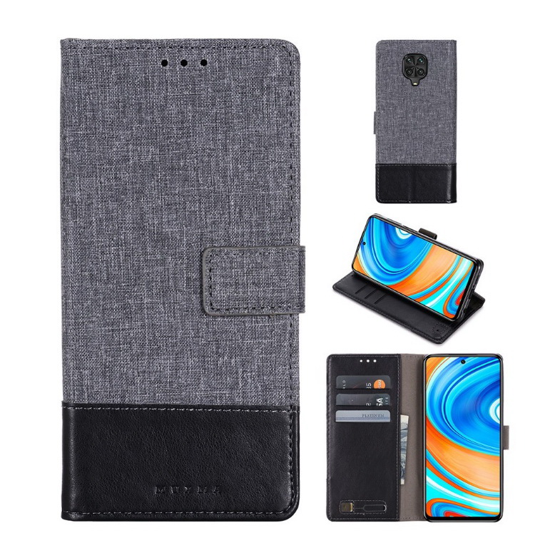 Case Redmi Note 9 Pro/Redmi Note 9S #เคสแบบฝาพับ MUXMAหนังPU ออกแบบสีทูโทนตัดลายผ้า Canvas Splicing