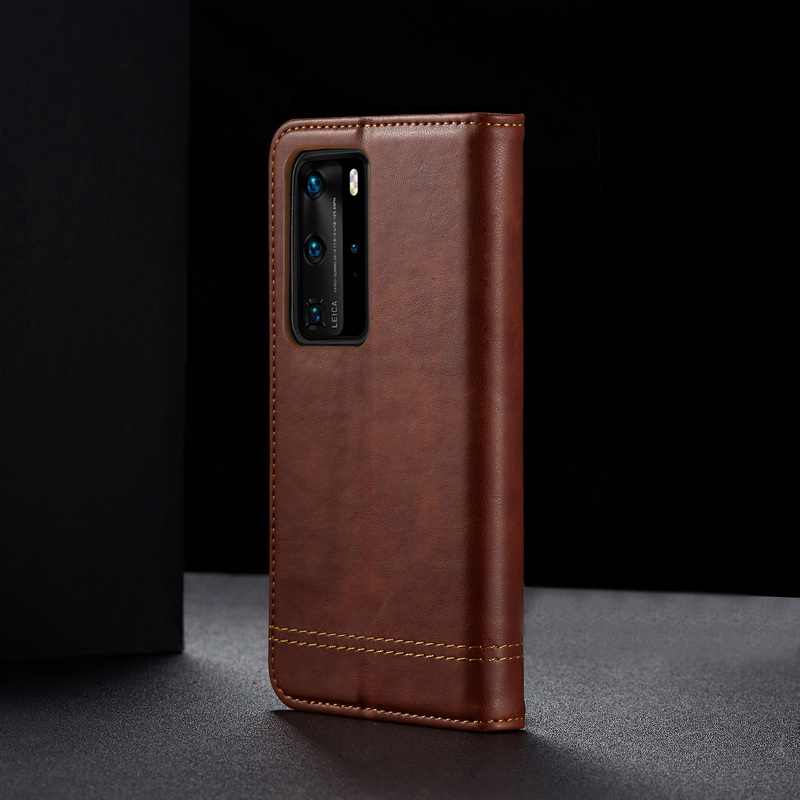 Case Huawei P40 #เคสฝาพับหนัง PU Crazy Horse Texture Retro Leather Auto-absorbed Wallet คุณภาพดี