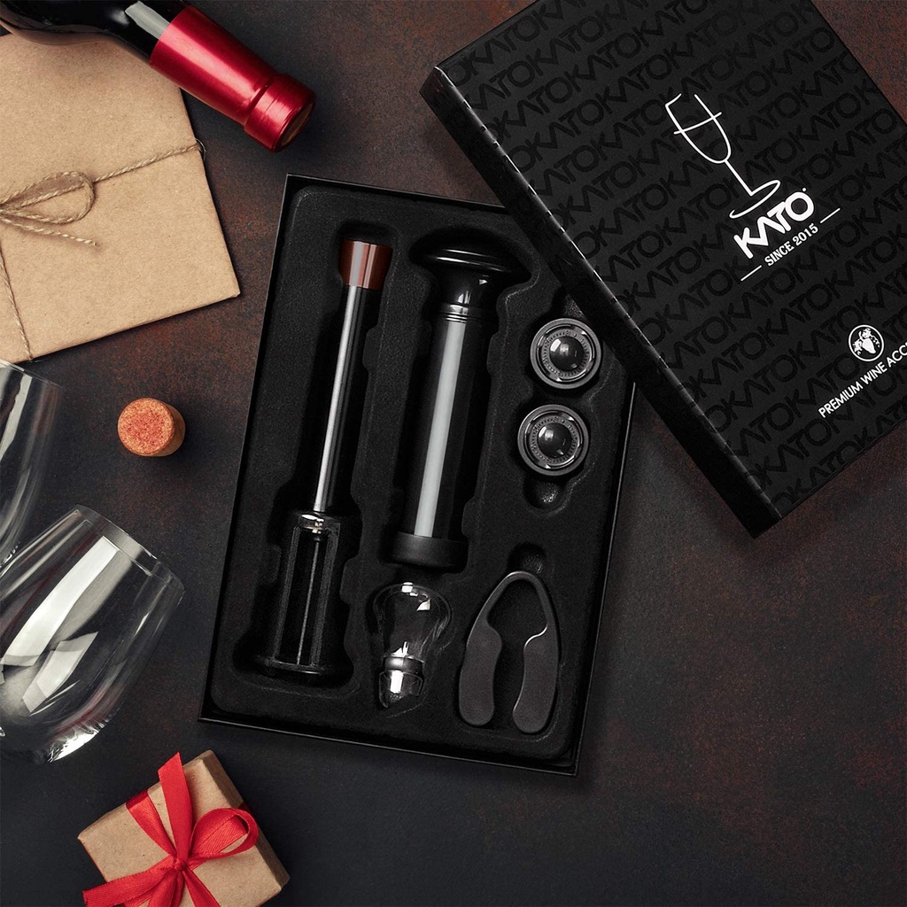 Premium Wine Accessories Set 6 Pieces ชุดเปิดขวดไวน์ อุปกรณ์เปิดขวดไวน์ Wine Opener Set, Stoppers, Pourer, Foil Cutter
