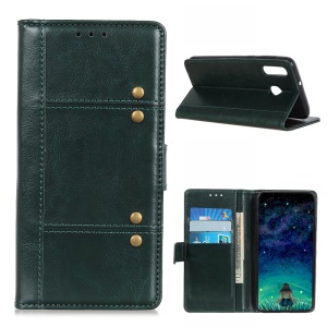 เคส OPPO Reno 4 Pro 5G #เคสฝาพับหนัง PU ผิวหนังม้า Rivet Decor Crazy Horse Texture