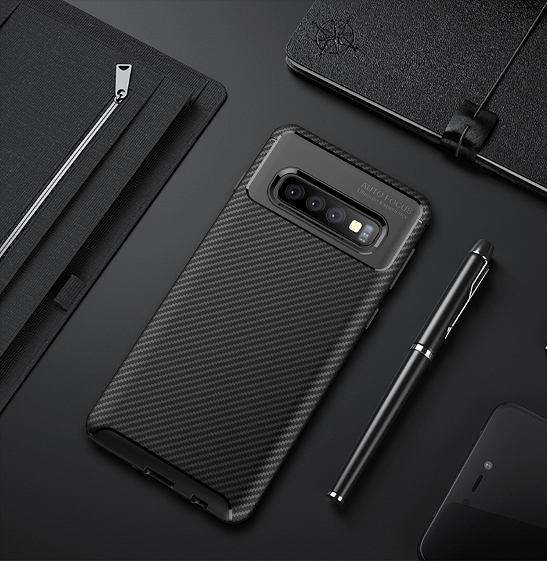 Case Samsung Galaxy S10 #เคสฝาหลังนิ่ม Carbon Fiber Drop Resistant TPU