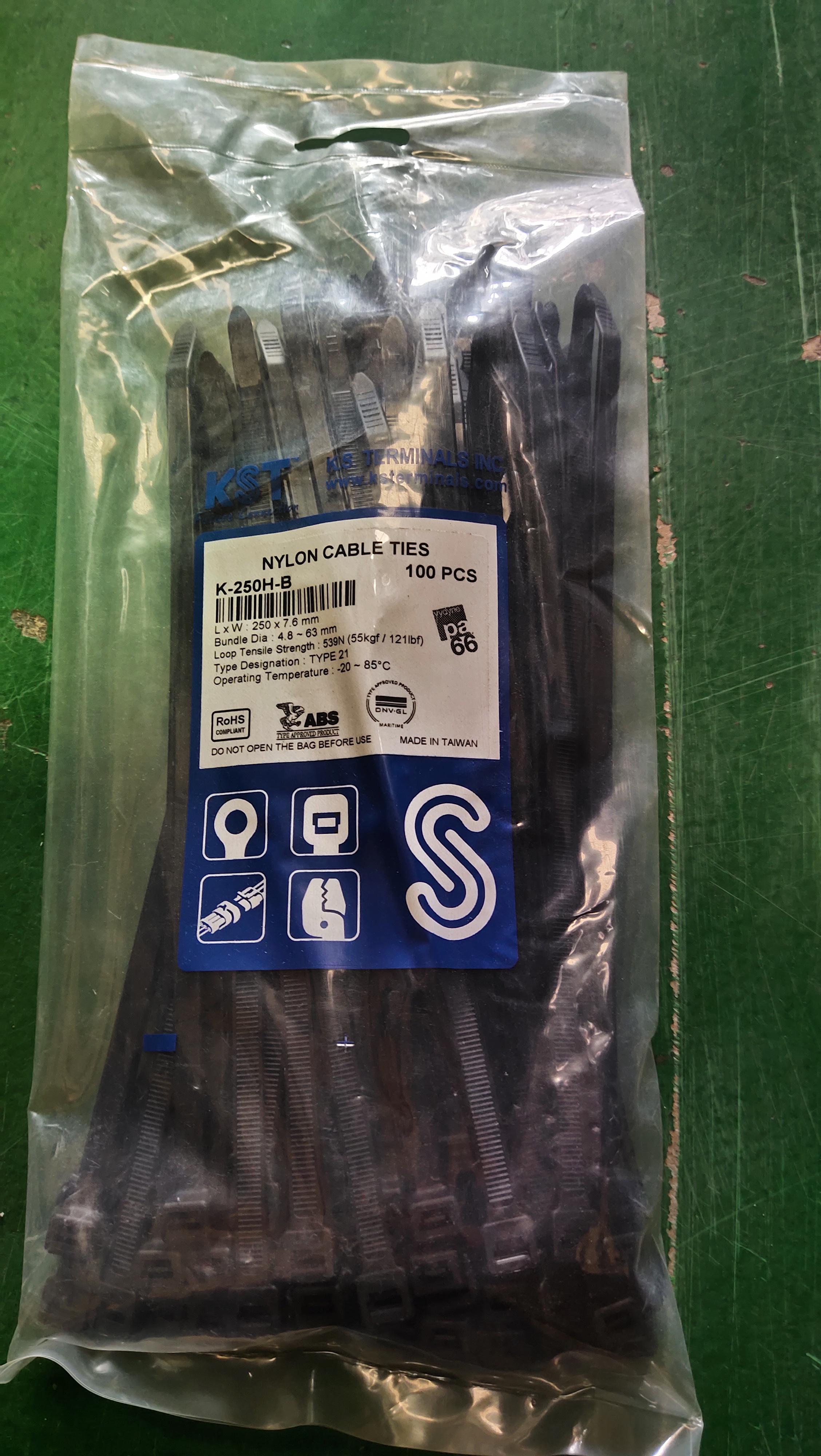 เคเบิ้ลไทร์KST 10 นิ้วดำ 250* 7.6mm