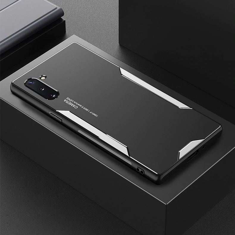 เคส Samsung Galaxy Note 10 #เคสฝาหลังไฮบริด Metal +TPU Shockproof metal back plate Phone Back Cover