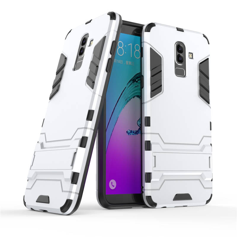 เคส Samsung Galaxy J8 (2018) #เคสฝาหลังพลาสติก ไฮบริด TPU + Kickstand