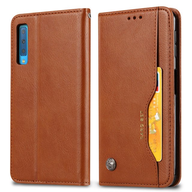 เคส Samsung Galaxy A7 (2018) #เคสฝาพับแบบกระเป๋าสตางค์หนัง PU มีช่องเสียบบัตรคุณภาพดี