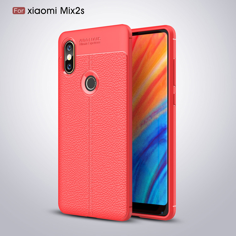 Case Xiaomi Mi Mix 2s #เคสฝาหลัง TPU นิ่มลายหนัง PU ผิวลิ้นจี่ช่วยป้องกันลายนิ้วมือและกันลื่น