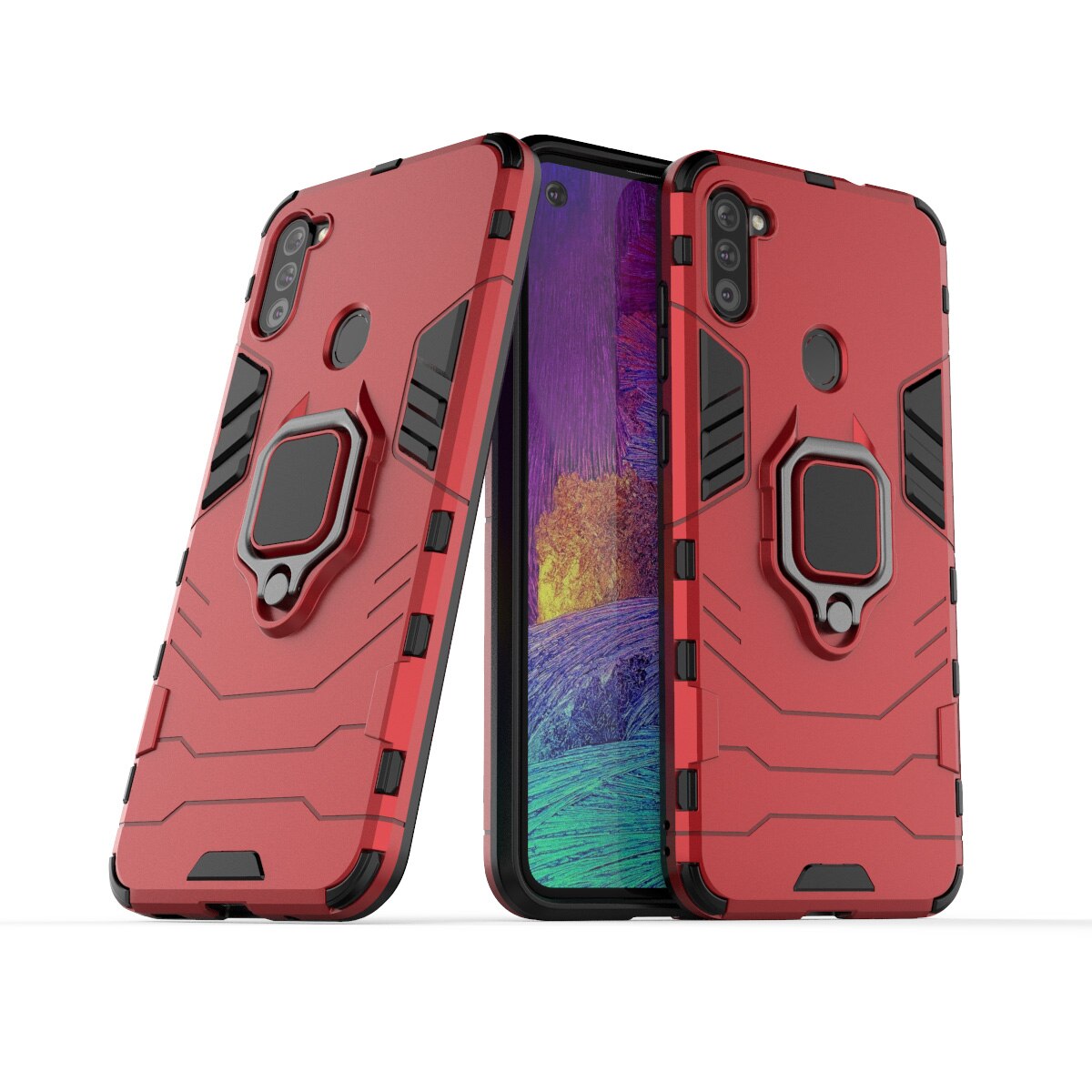 Case Samsung Galaxy A11 #เคสฝาหลังพลาสติกแข็ง +TPU Hybrid Case มีแหวนสวมนิ้วโลหะ