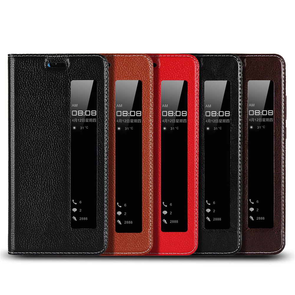 Case Huawei P20 Pro #เคสฝาพับหนังแยกมีช่องวิวด้านข้าง Split Leather View Window Stand Flip Cover