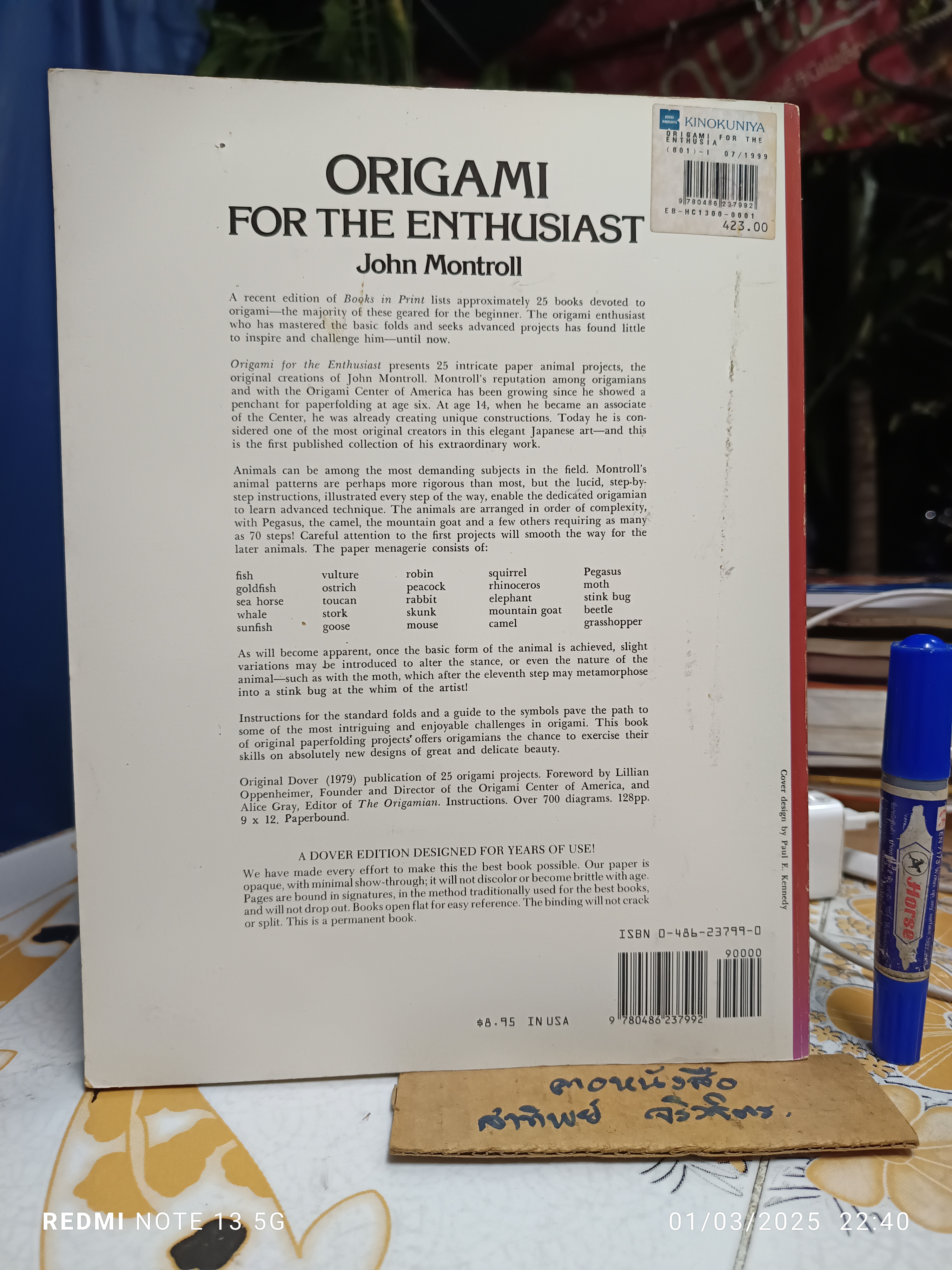 Animal Origami for the Enthusiast by John Montroll ,1979