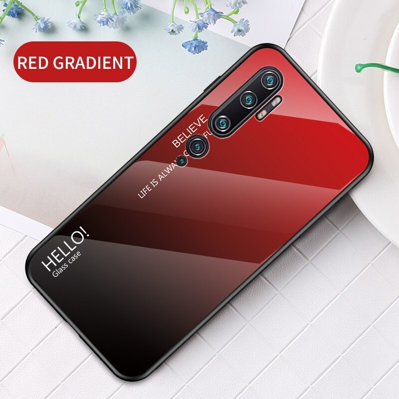 Case Xiaomi Mi Note 10 Pro #เคสฝาหลัง Gradient Color Glass + PC + TPU Hybrid Case