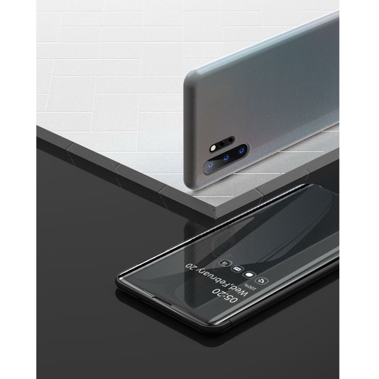 Case Samsung Galaxy Note 10+ #เคสฝาพับปกโปร่งแสงผิวเงา Electroplating Mirror Surface Window View