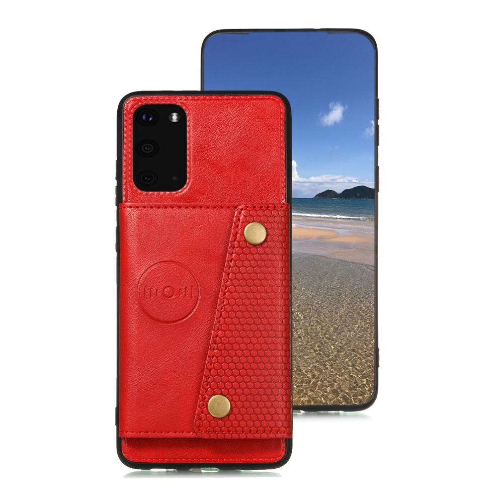 เคส Samsung Galaxy S20+ #เคสแบบฝาหลัง TPU เคลือบหนัง PU มีที่เก็บบัตร PU Leather Coated TPU Card Holder Magnetic Kickstand