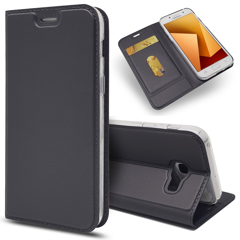 Case Samsung Galaxy A7 2017 #เคสฝาพับหนัง PU Magnetic Adsorption Stand Leather Card Holder