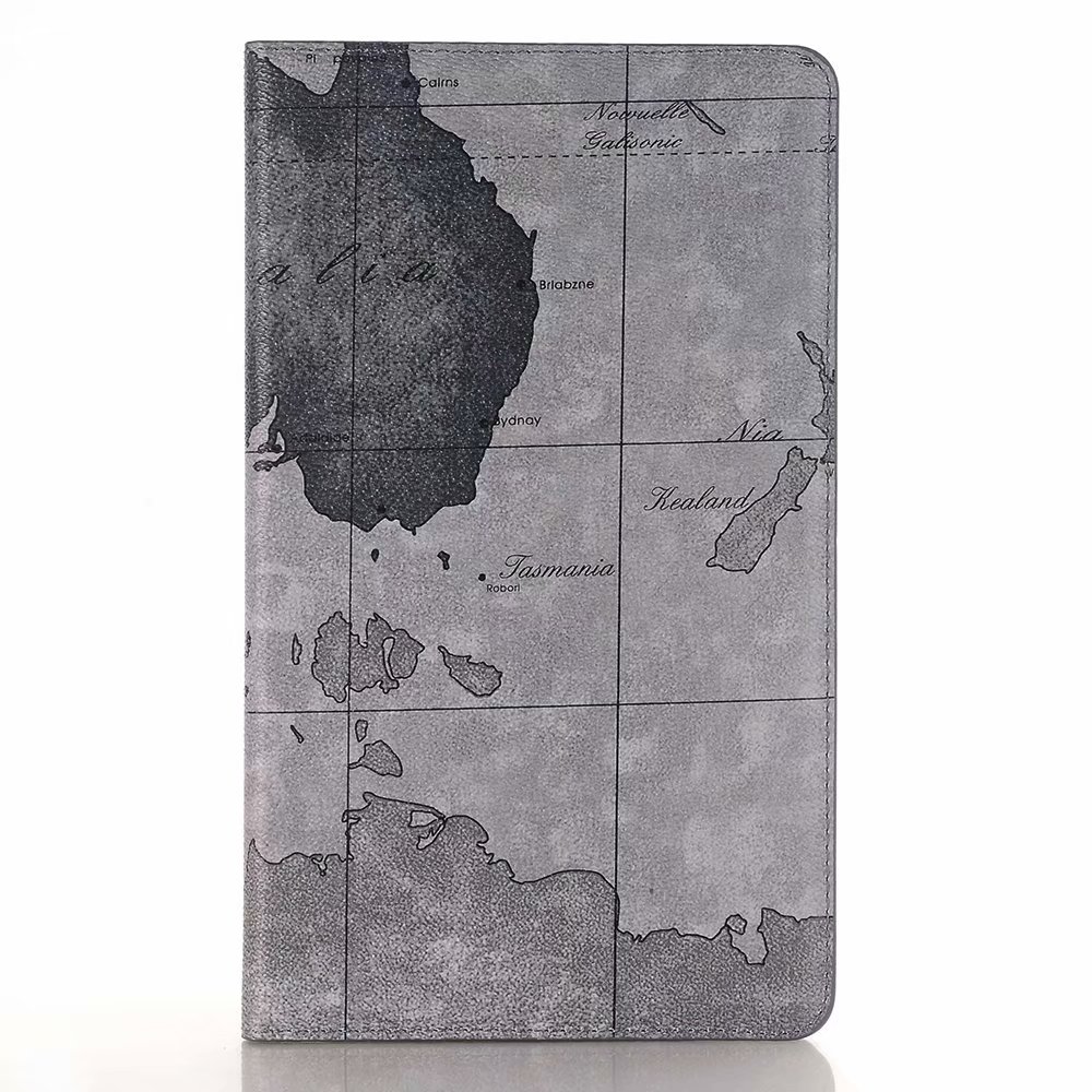 Case Huawei MediaPad M5 Lite 8 #เคสฝาพับหนัง PU พิมพ์รูปแบบแผนที่ Map Pattern Stand Wallet Leather