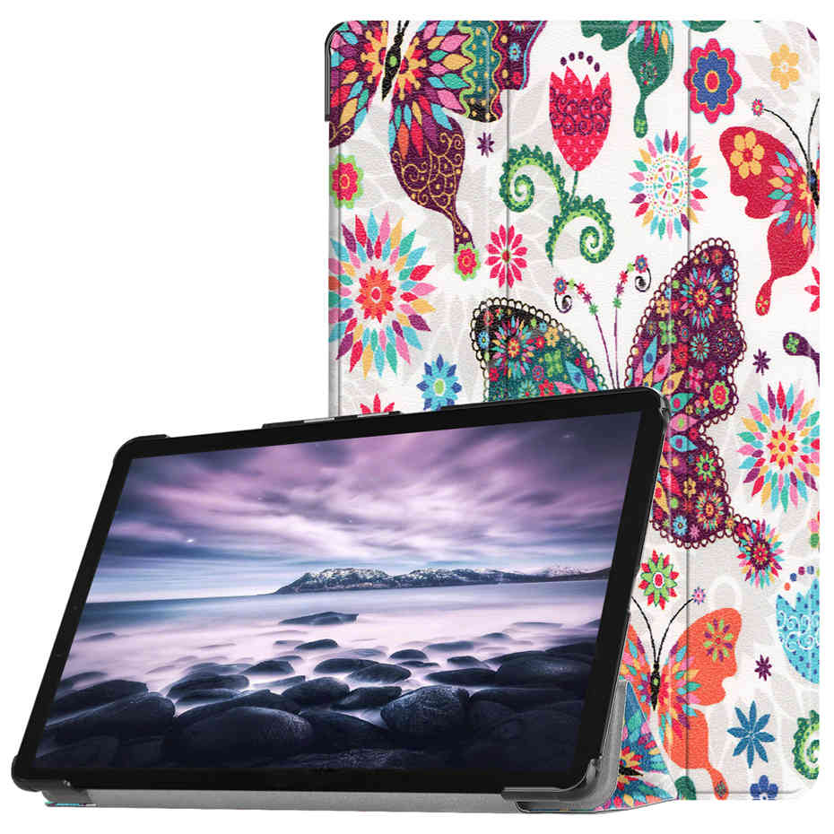 เคส Samsung Galaxy Tab A 10.5 นิ้ว (2018) T590 T595 #เคสฝาพับหนัง PU สามพับพิมพ์ลาย Pattern Printing Tri-fold Leather Smart Cover