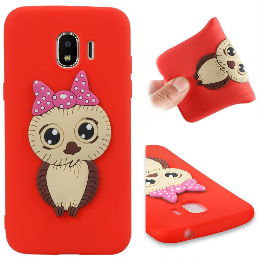 Case Samsung Galaxy J2 Pro (2018) #เคสฝาหลังนิ่มลายนกฮูกติดโบ 3D น่ารัก Lovely 3D Owl with Bowknot Pattern