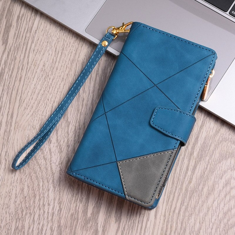 เคส Samsung Galaxy A04s #เคสฝาพับหนัง PU มีช่องซิปมีที่เสียบการ์ด สายคล้องมือ Card Slots Luxury Flip Stand Card Zipper Phone Leather Wallet Cover
