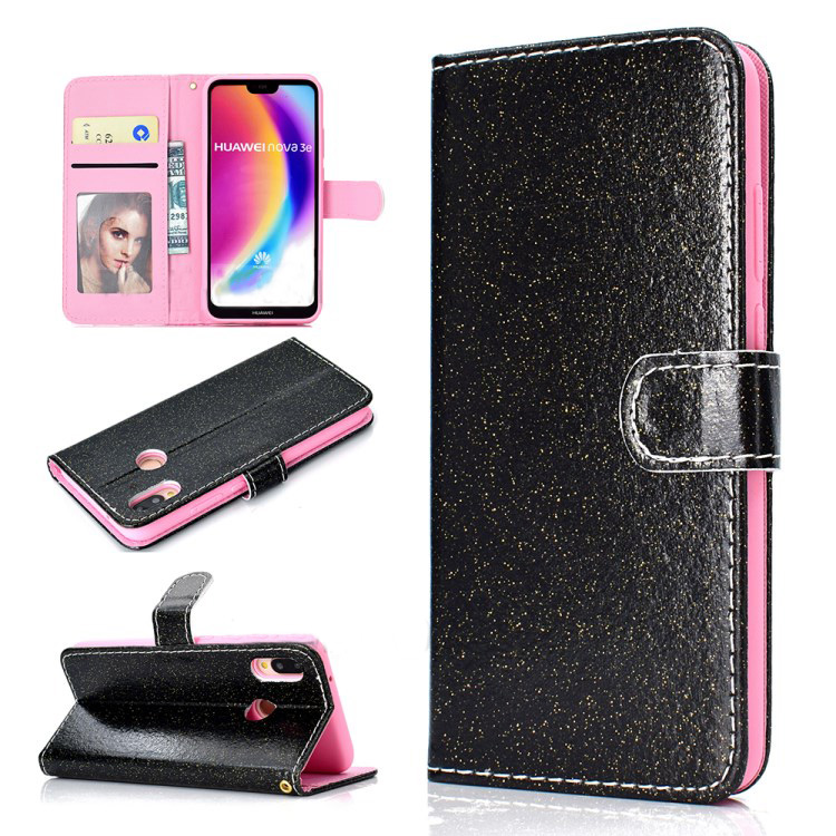Case Huawei P20 Lite / Nova 3e #เคสฝาพับหนัง PU แบบกระเป๋าสตางค์ Flash Powder Wallet