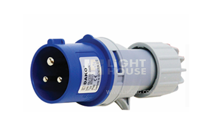 HTN-013 "DAKO PKUG" ปลั๊กตัวผู้กลางทาง (2P+E) 16A 230V 6H IP44