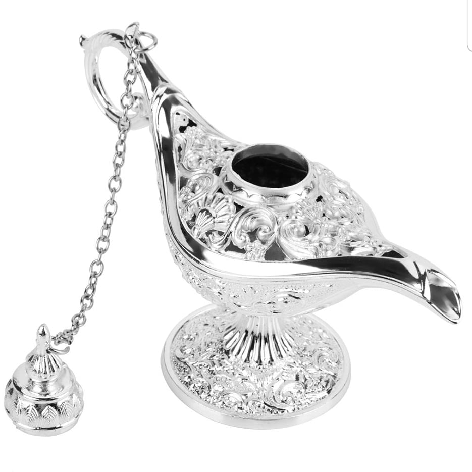 ตะเกียงอะลาดิน วางกำยาน สีเงินสว่าง