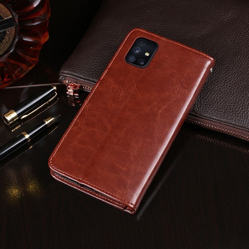 Case Samsung Galaxy M51 #เคสฝาพับแบบกระเป๋าสตางค์หนัง PU ผิวหนังม้า Crazy Horse