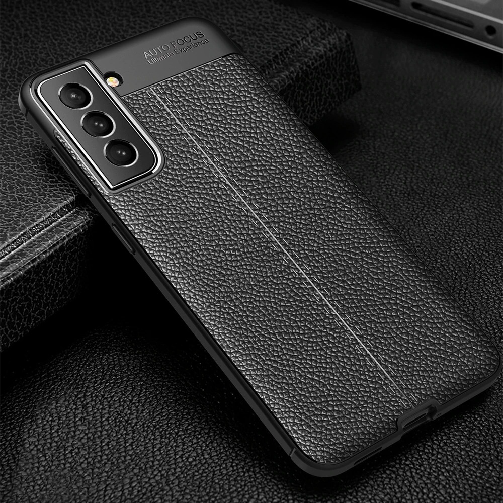 เคส Samsung Galaxy S21 FE 5G #เคสแบบฝาหลัง TPU นิ่มลายหนัง PU ผิวลิ้นจี่ช่วยป้องกันลายนิ้วมือและกันลื่น
