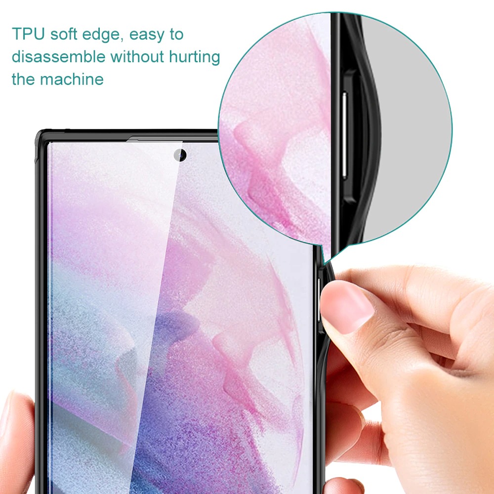 Case Samsung Galaxy S22 Ultra 5G #เคสฝาหลังโปร่งแสงสีขุ่นขอบทึบ +TPU Hybrid Case
