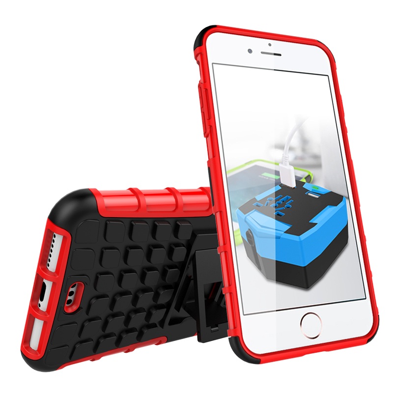 Caseiphone 7 plus / 8 plus #เคสฝาหลังป้องกันกระแทก + TPU พร้อมขาตั้ง Anti-slip PC + TPU