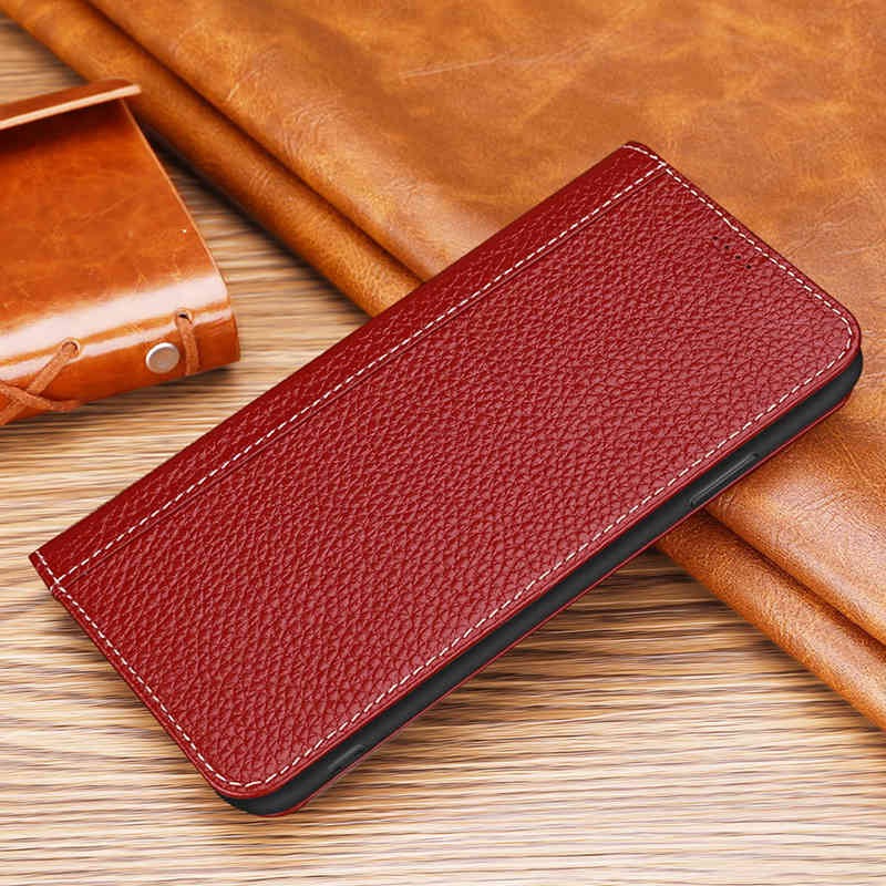 เคส Huawei P30 Pro#เคสแบบฝาพับมีช่องใส่บัตรคุณภาพดี Genuine Leather Cover Soft Natural Leather Case Automatic Adsorption