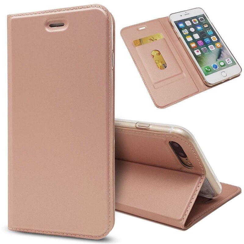 Case iphone 7 plus / 8 plus #เคสฝาพับหนัง PU Magnetic Adsorption Stand Leather Card Holder