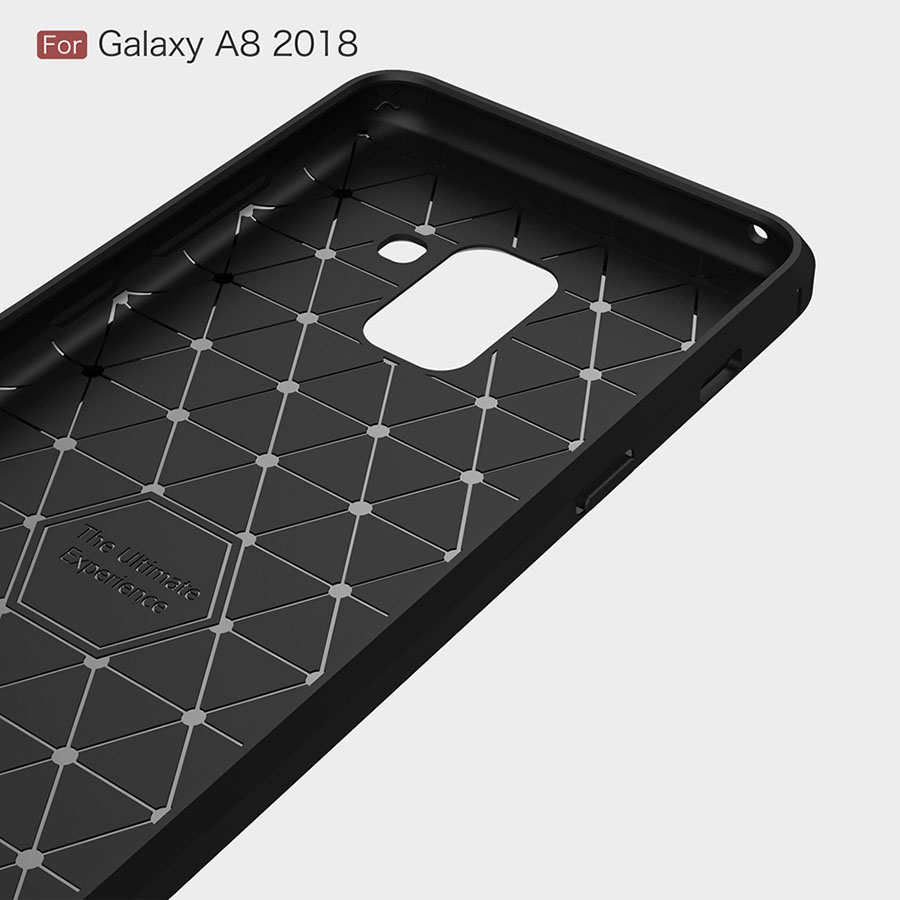 Case Samsung Galaxy A8 (2018) #เคสฝาหลัง TPU นิ่มคาร์บอนไฟเบอร์ผิวแบบขัดแปรงสวยงามทันสมัย