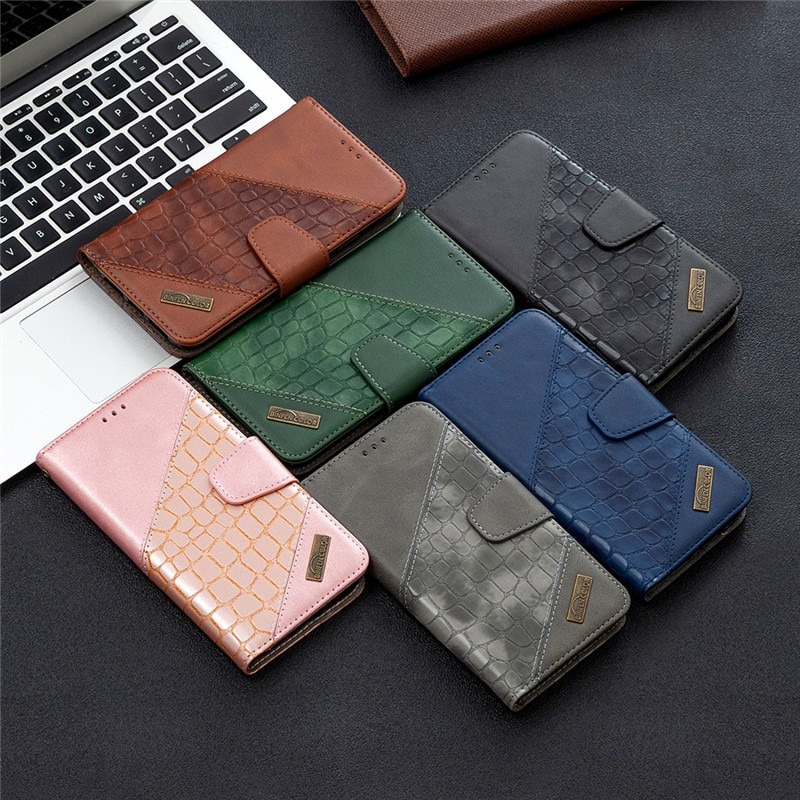 เคส Redmi Note 10 4G #เคสฝาพับหนัง PU ลายนูนมีช่องเสียบบัตร Luxury Crocodile Texture Wallet Emboss Leather Stand Phone Case