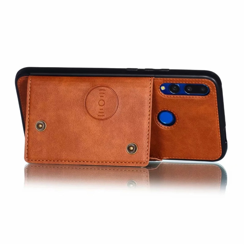 เคส Huawei Y9 Prime 2019 #เคสฝาหลัง TPU เคลือบหนัง PU มีที่เก็บบัตร PU Leather Coated TPU Card Holder Magnetic Kickstand
