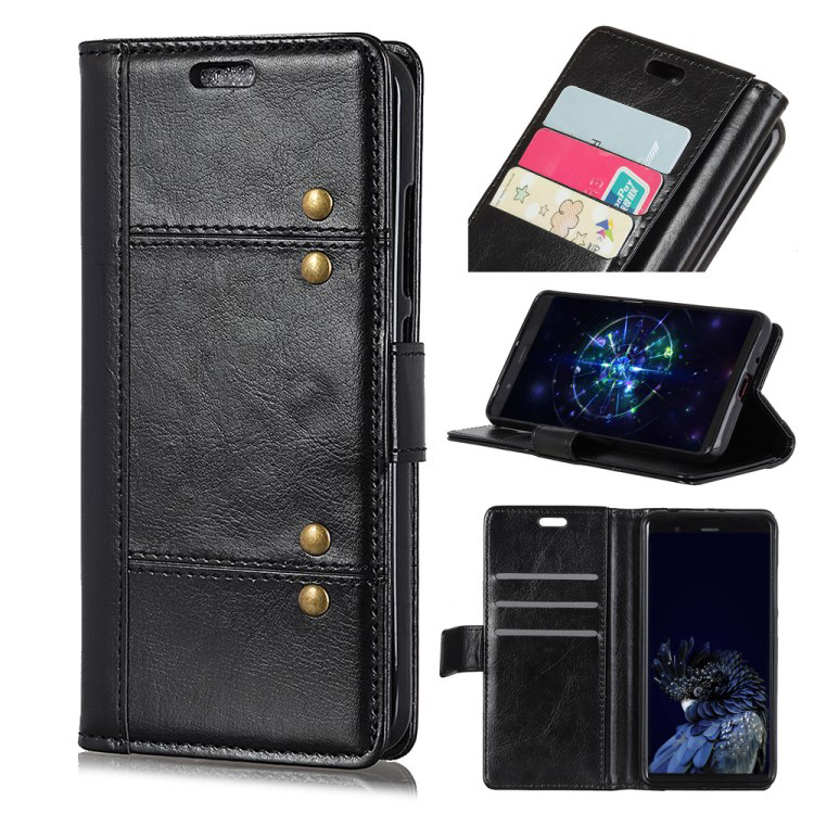 Case Huawei Mate 20 #เคสฝาพับหนัง PU การตกแต่งแบบริ้ว Rivet Decor Crazy Horse Texture เคสคุณภาพดีราคาถูก