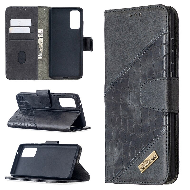 เคส Xiaomi Mi 10T Pro#เคสฝาพับหนัง PU ลายนูนมีช่องเสียบบัตร Luxury Crocodile Texture Wallet Emboss Leather Stand Phone Case