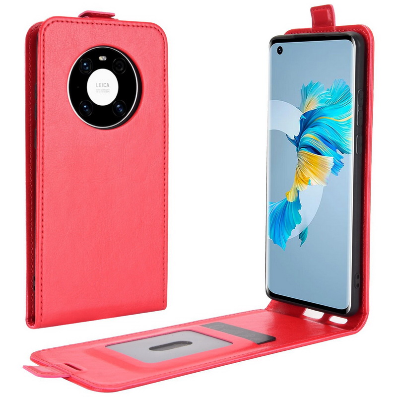 เคส Huawei Mate 40 Pro #เคสฝาพับหนัง PU Crazy Horse แนวตั้ง พร้อมช่องเสียบการ์ด
