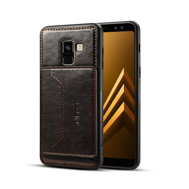 เคส Samsung Galaxy A8 (2018) #เคสฝาหลังหุ้มหนัง PU Crazy Horse Texture Leather Coated TPU