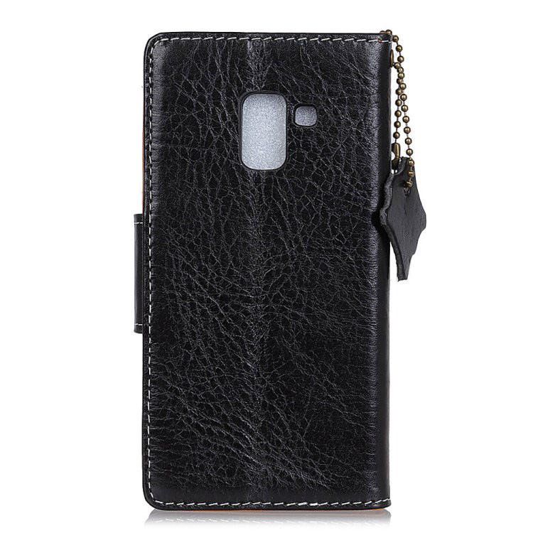 เคส Samsung Galaxy A8+ 2018 #เคสฝาพับสไตล์กระเป๋าสตางค์หนังแท้ Crazy Horse Genuine Leather Wallet