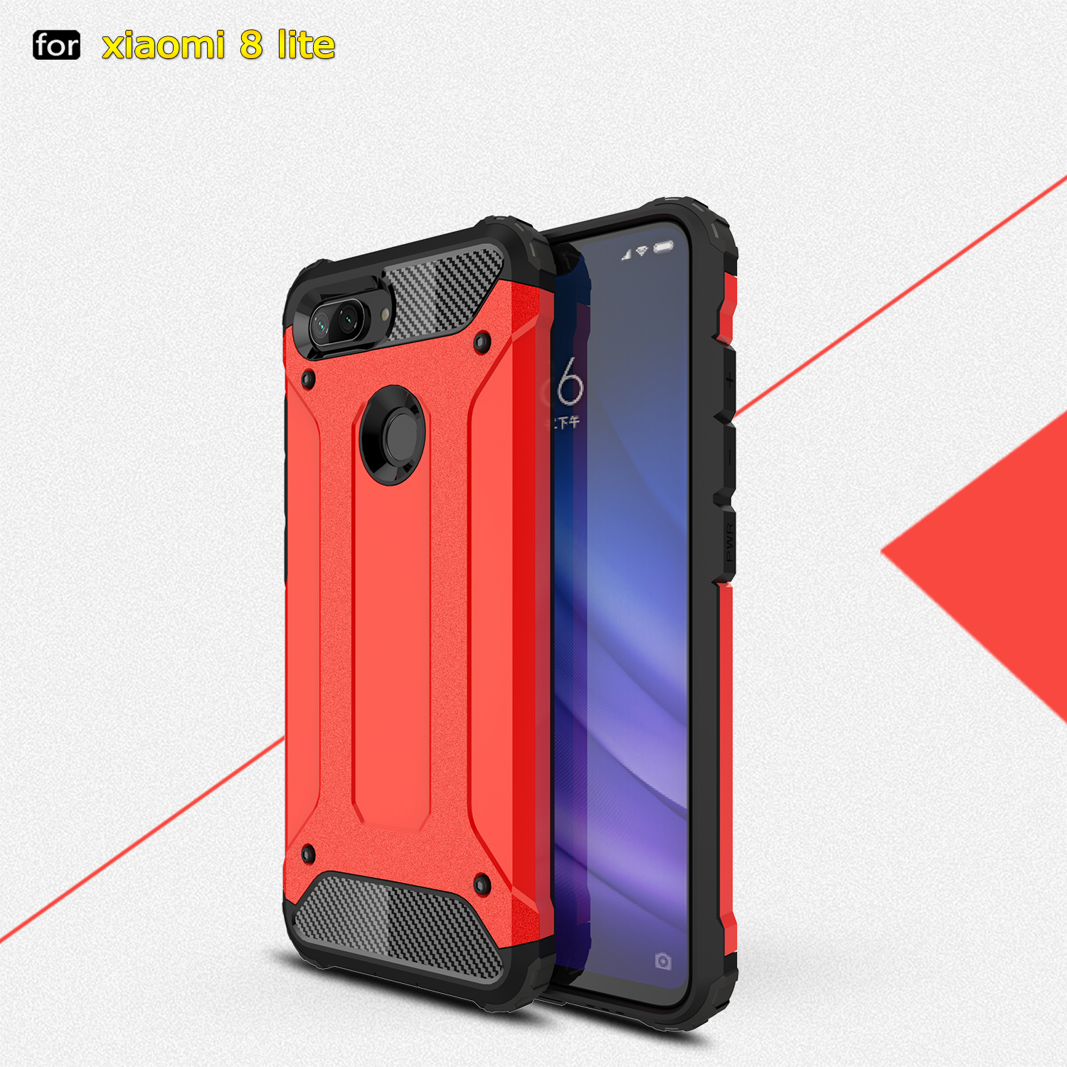 เคส Xiaomi Mi 8 Lite #เคสฝาหลังเกราะป้องกัน ไฮบริด พลาสติก+TPU