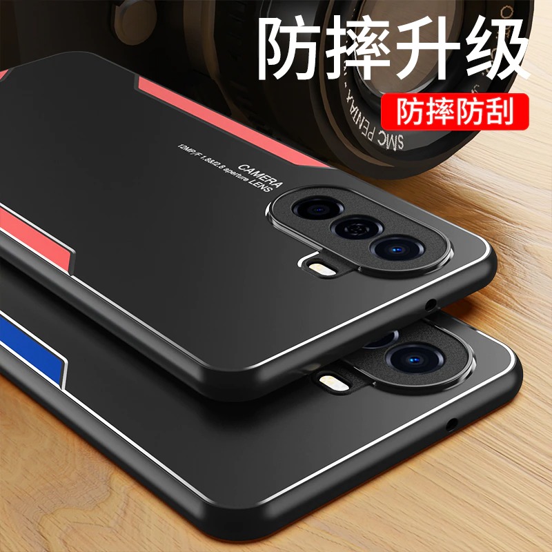 เคส Huawei Nova Y70 #เคสฝาหลังไฮบริด Metal +TPU Shockproof metal back plate Phone Back Cover