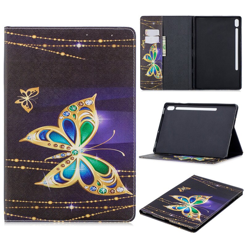 เคส Samsung Galaxy Tab S7 SM-T870 SM-T875 #เคสฝาพับสไตล์กระเป๋าสตางค์พิมพ์ลายสวยๆ Pattern Printing Magnetic Leather